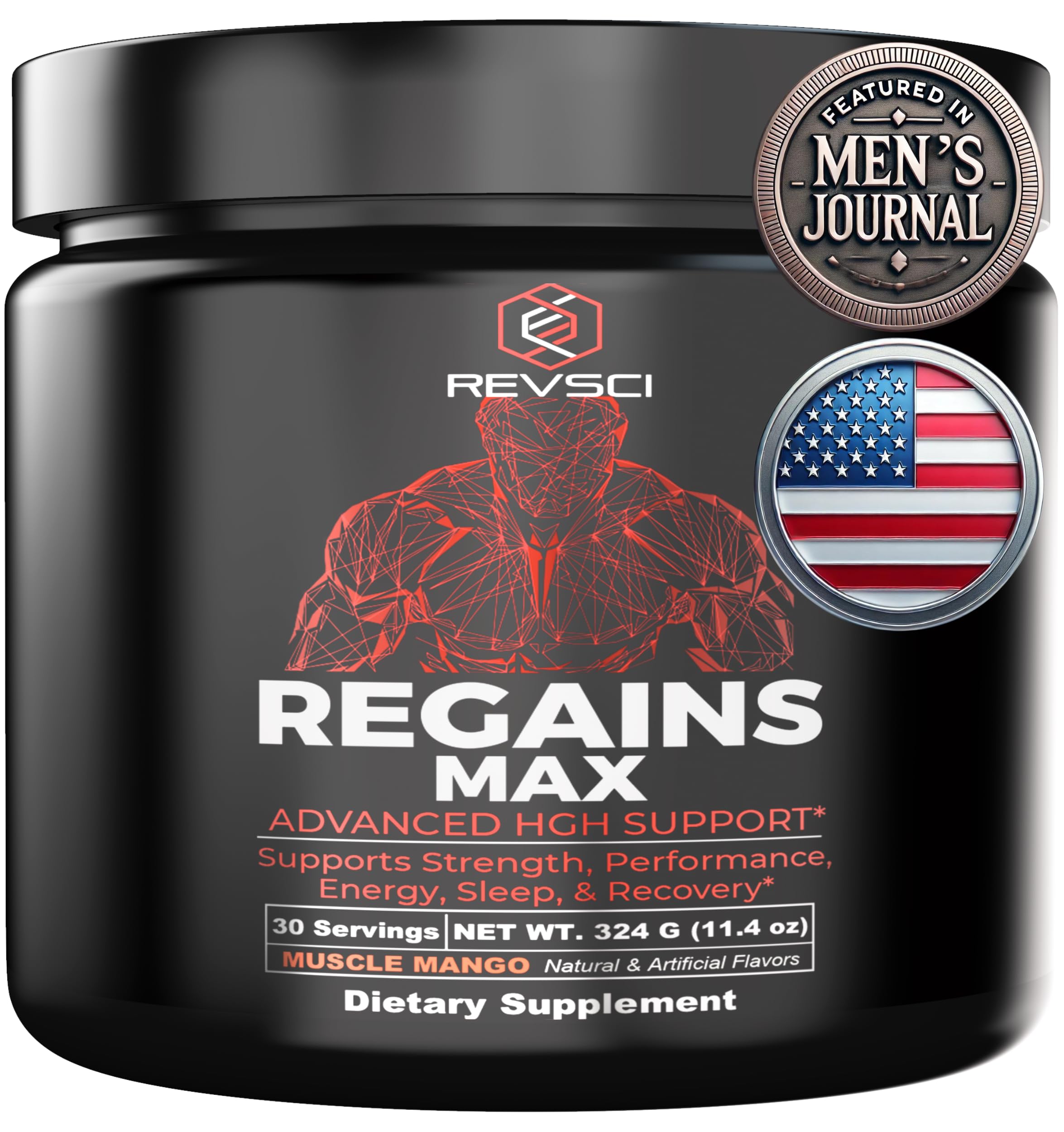 HGH Supplements for Men & Women, REVSCI Regains Max Amino Acids Supplement, Post Workout Recovery Powder, Anabolic Muscle Recovery & Muscle Builder for Men, HGH Human Growth Hormone Booster Supplement