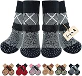 BEAUTYZOO 6Pcs Dog Socks Anti-Slip Non-Slip Paw Protectors Small/Med Grey view 1