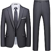 WULFUL Men's 2 Piece Suits Slim Fit Two Button Blazer Jacket Pants Set for Party,Wedding and Business