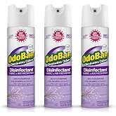 OdoBan Ready-to-Use 360-Degree Continuous Spray Disinfectant and Harsh Aroma Eliminator, Fabric and Air Freshener, 3 Pack, 14.6 Ounces Each, Lavender Scent