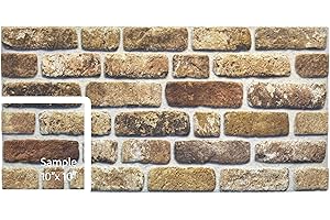 Dundee Deco 3D Wall Panels Brick Effect - Cladding Light Brown Stone Look Wall Paneling, Styrofoam, Sample, Size 10 x 10 in.
