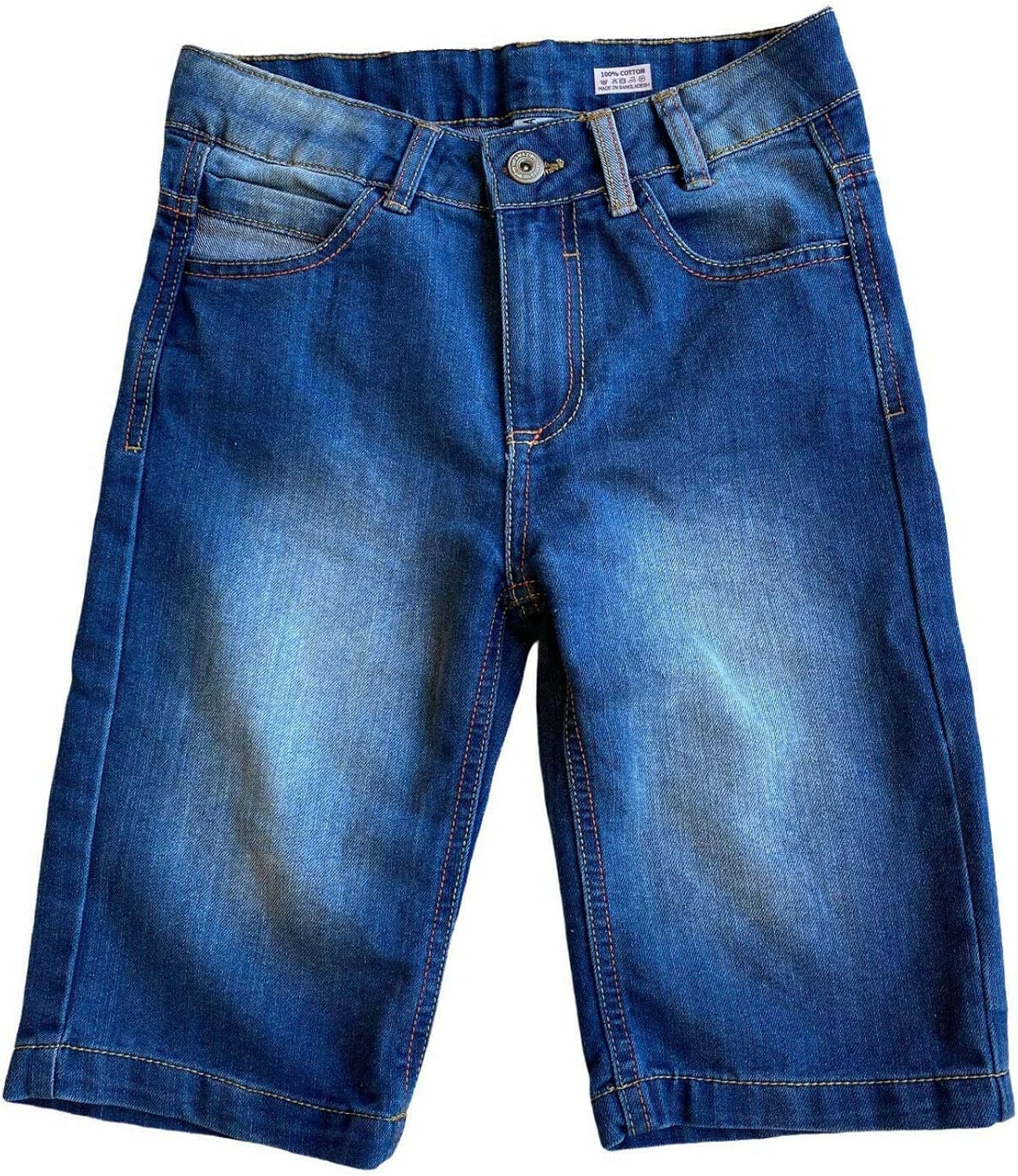 Boys Denim Shorts 3/4 Length Blue Wash Childrens Cotton Short Trousers