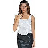 Women's Sequin Top Sleeveless Bustier Corset Top Dressy Tank