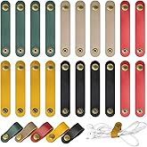 20 Pcs Leather Cord Organizer - Multiple Colors Leather Cable Straps Cord Organizer for Charging Cords, Reusable Cable Clips 