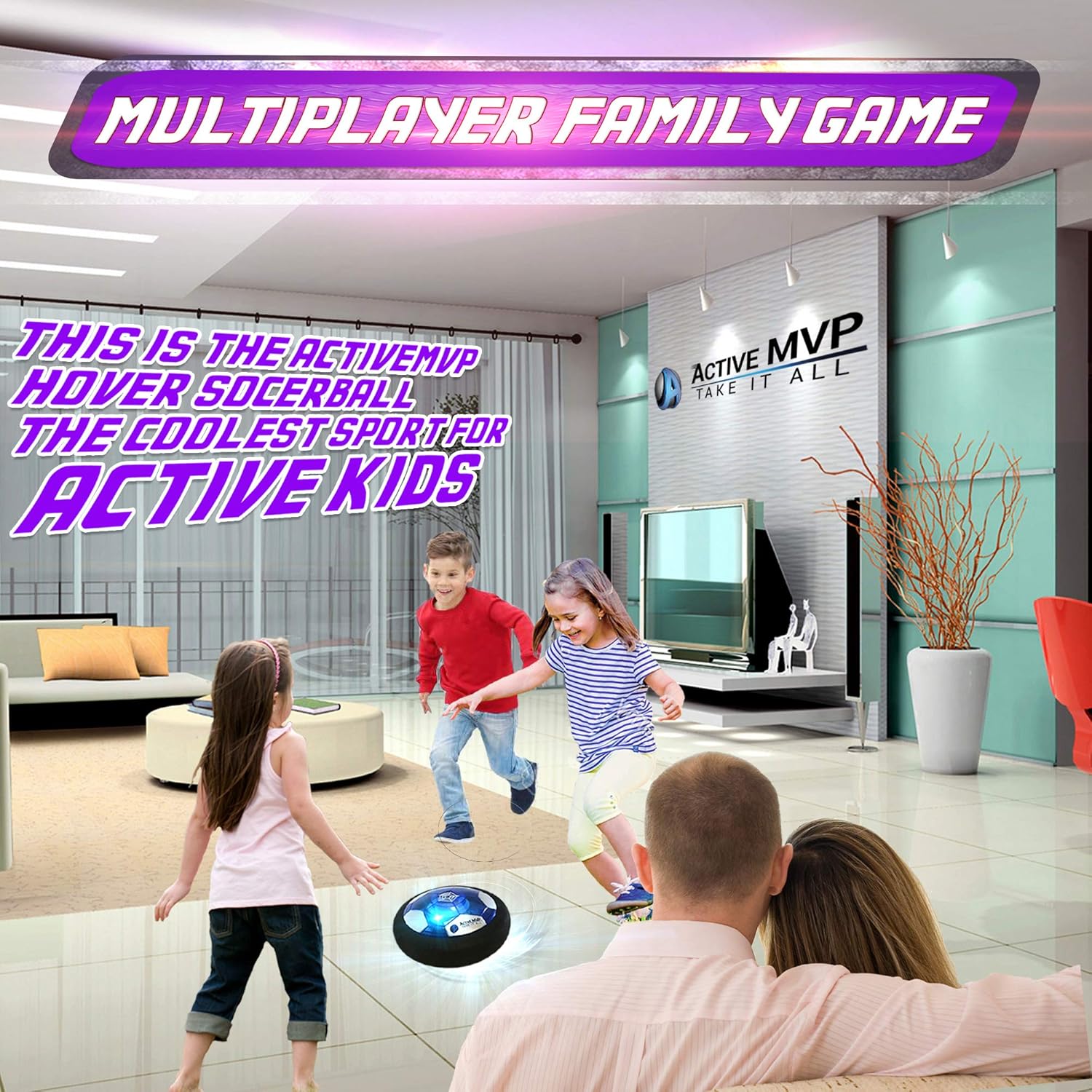 ActiveMVP Kids Toys Hover Soccer Ball Rechargeable - Indoor LED Light Up Air Power Kick Disc Fun Game - Rainy Day Time Killer - No AA Battery Needed - Gift for Boys Girls Age 3 4 5 6 7 8 9 10 11-16: Sports & Outdoors