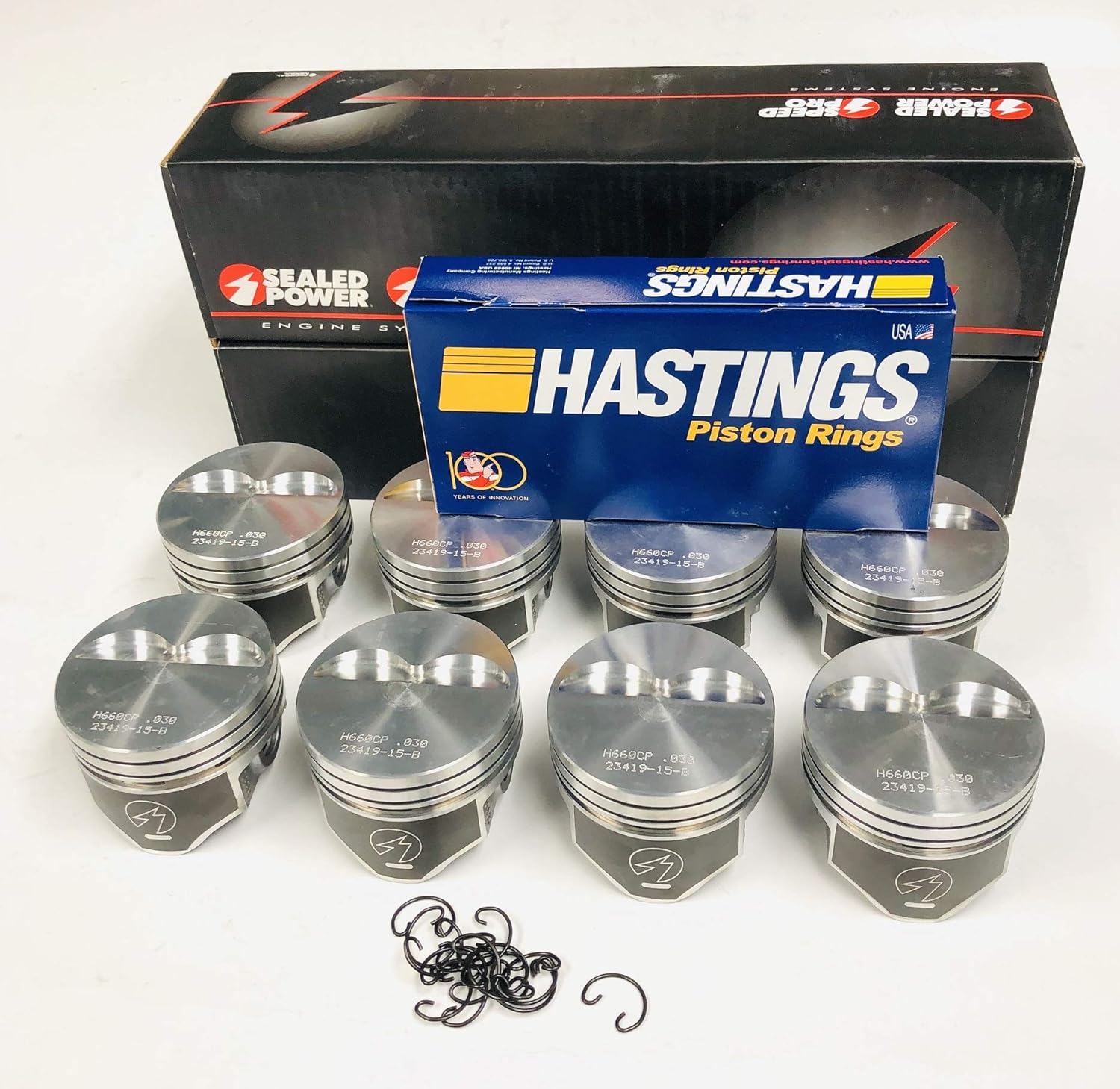 SBC Chevy 383 30 Speed Pro Flat Top Pistons 5.7 Rod 4.030 Small Block