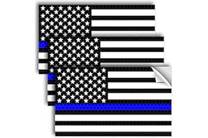 VENICOR 3PC Reflective Thin Blue Line Decal - 5x3 Inches - American Flag Thin Blue Line Sticker - Police Stickers - Blue Lives Matter Sticker - Back The Blue Car Decal Law Enforcement Flag Car Bumper Window
