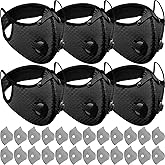 Threlaco 6 Pcs Dust Mask Breathable Reusable Adjustable Respirator Mask with 24 Activated Carbon Filters for Woodworking