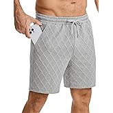 JMIERR Mens Sweat Shorts Drawstring Summer Beach Stretch Texture 7 inch Running Shorts with Pocket