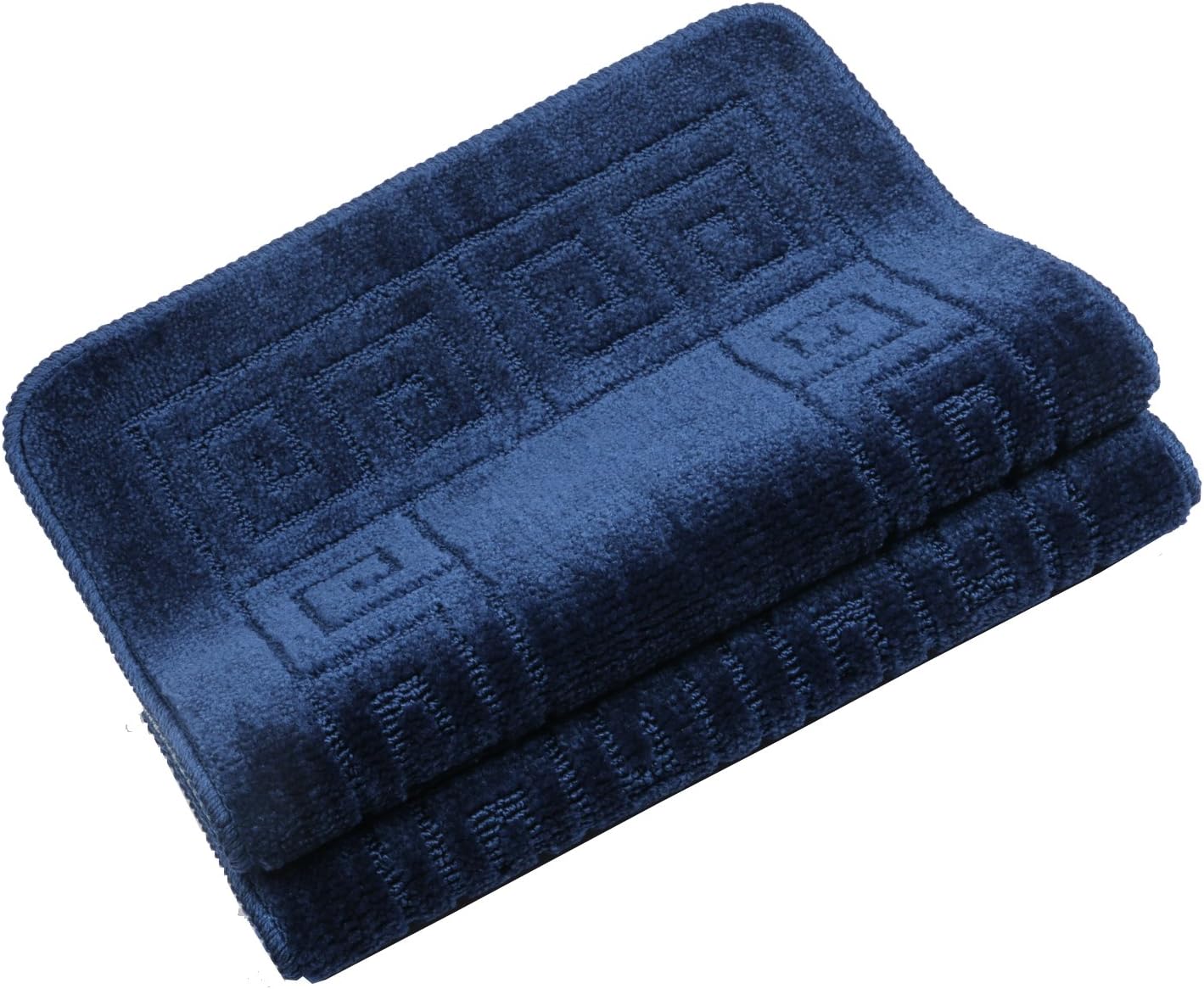Pauwer Bath Rug Sets 3 Piece for Bathroom Non Slip Bath Mat Set Washable Bath Rug Set Pattern 28.4"x17.7"/Contour Mat 17.7"x17.7"/ Lid Cover (Navy): Kitchen & Dining