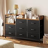 Casaottima Dresser for Bedroom with Charging Station, 52" Long Dresser with 8 Storage Drawers, Large Fabric Dressers Chests o