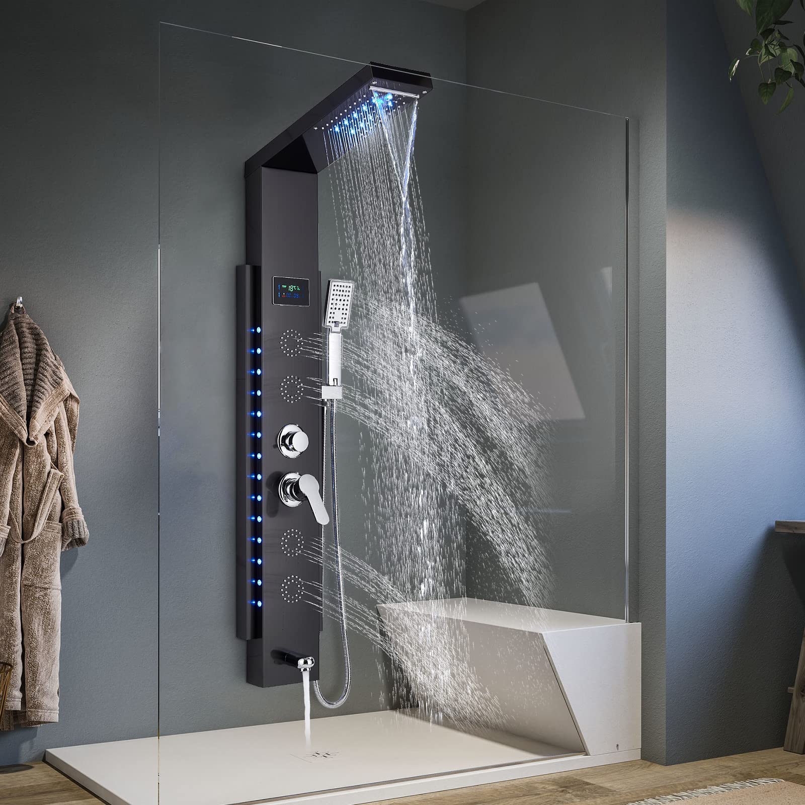 Columna-ducha-hidromasaje-Panel-de-Ducha-de-Acero-Inoxidable-Columna-de-Hidromasaje-5-en-1-para-Hogar-Negra-8003 Columna-ducha-hidromasaje-Panel-de-Ducha-de-Acero-Inoxidable-Columna-de-Hidromasaje-5-en-1-para-Hogar-Negra-8003