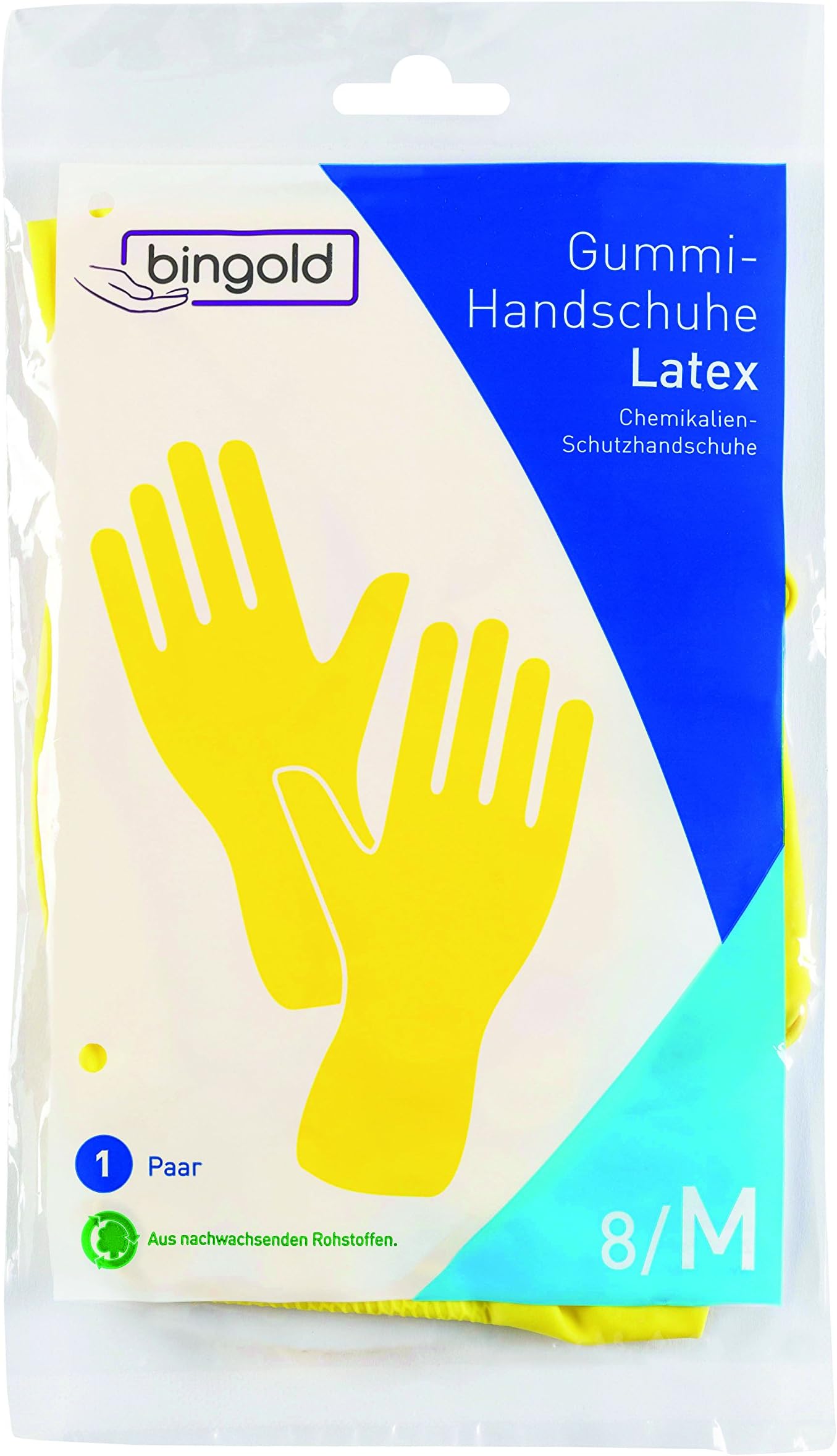 BINGOLD Latex Protective Gloves, Yellow, 1 Pair
