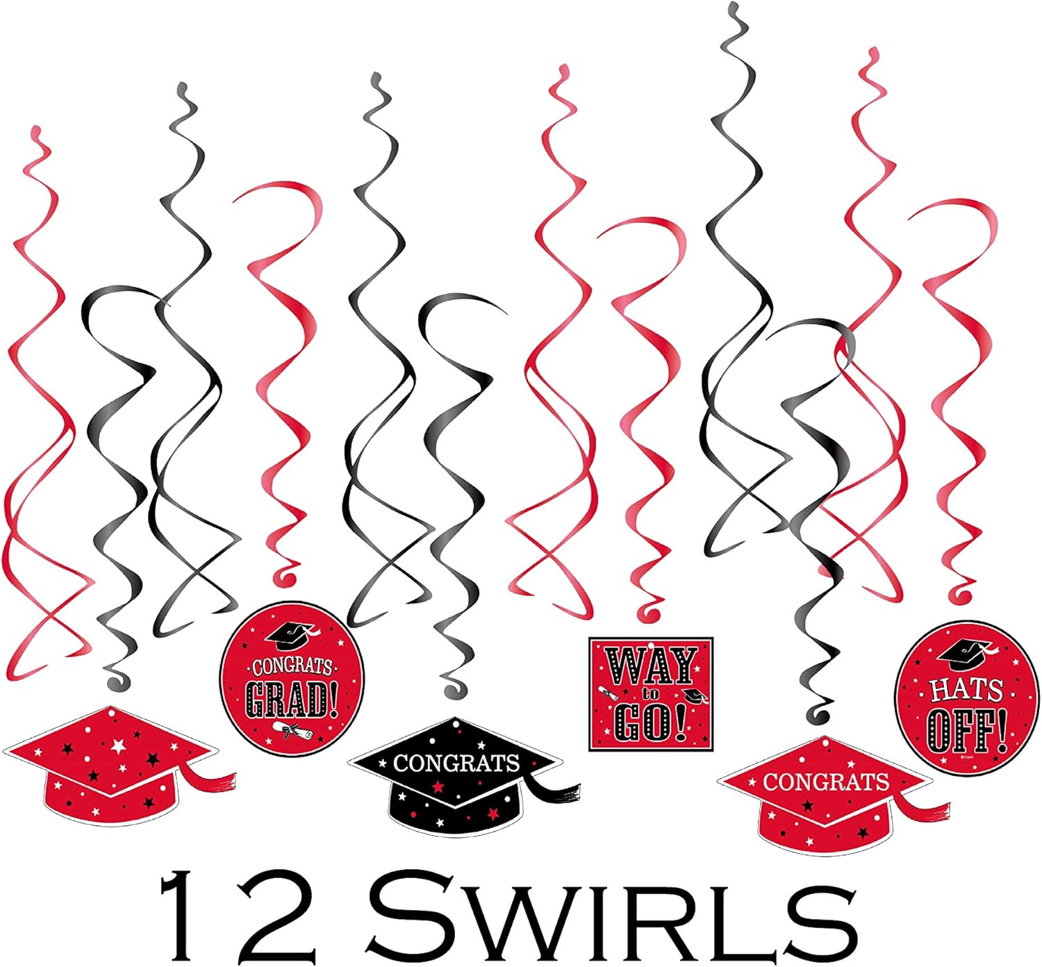 Serves 30 | Complete Party Pack | Congrats Grad Red Party Supplies | 9" Dinner Paper Plates | 7" Dessert Paper Plates | 9 oz Cups | 3 Ply Napkins Beverage and Lunch Napkins | 2 Table Cover | 20 Photo Props | 1 Banner | Graduation Party Supplies Red Graduation Party Theme: Toys & Games