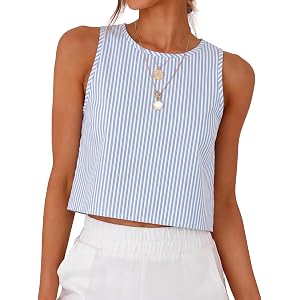 ANRABESS Women Crop Tank Tops High Neck Sleeveless Shirts 2026 Summer Outfits Casual Blouse Beach Vacation Clothes