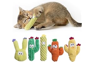 Pawsible Cat Toys for Indoor Cats, 100% Pure Organic Catnip-Filled Toys Without Cotton, Interactive Cactus Kitten Toy for Anxiety Relief, Soft Cute Teething &Chew Toys, 5 Pack
