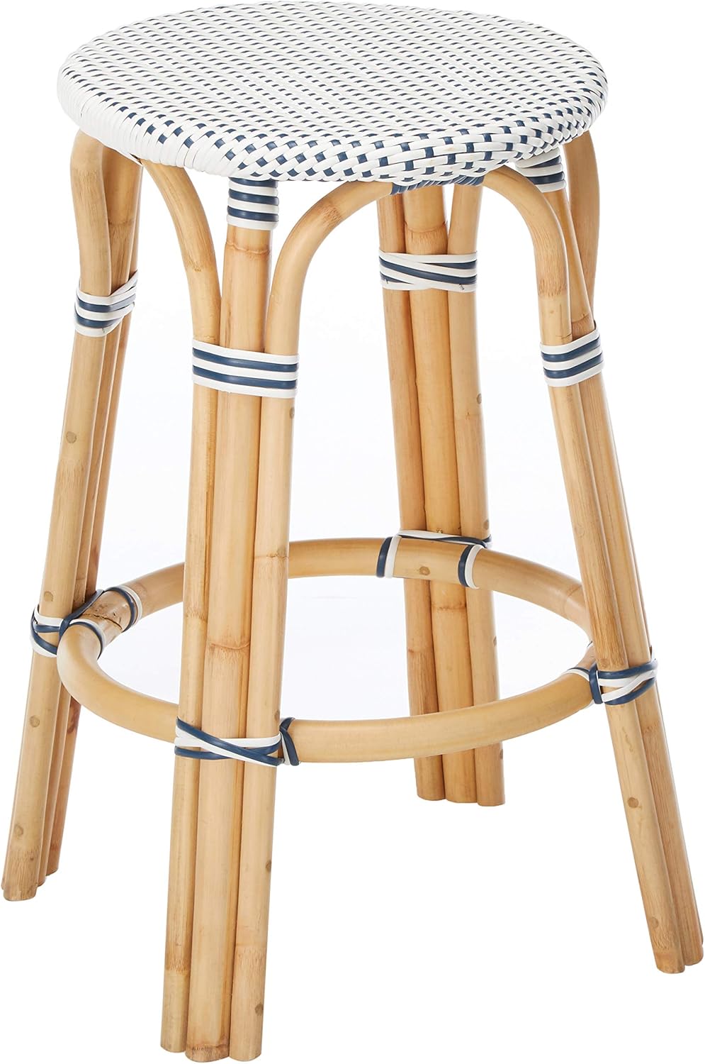 outdoor plastic bar stools on Amazon Com Kouboo Bistro Backless Counter Stool White Navy Furniture Decor