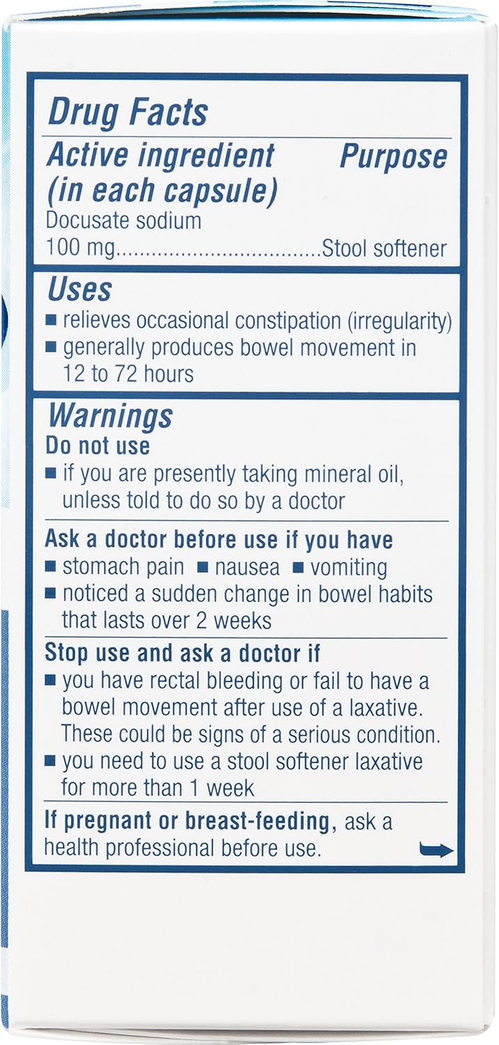 Colace Regular Strength Stool Softener 100 mg Capsules 60 Count Docusate Sodium Stool Softener for Gentle Dependable Relief : Grocery & Gourmet Food