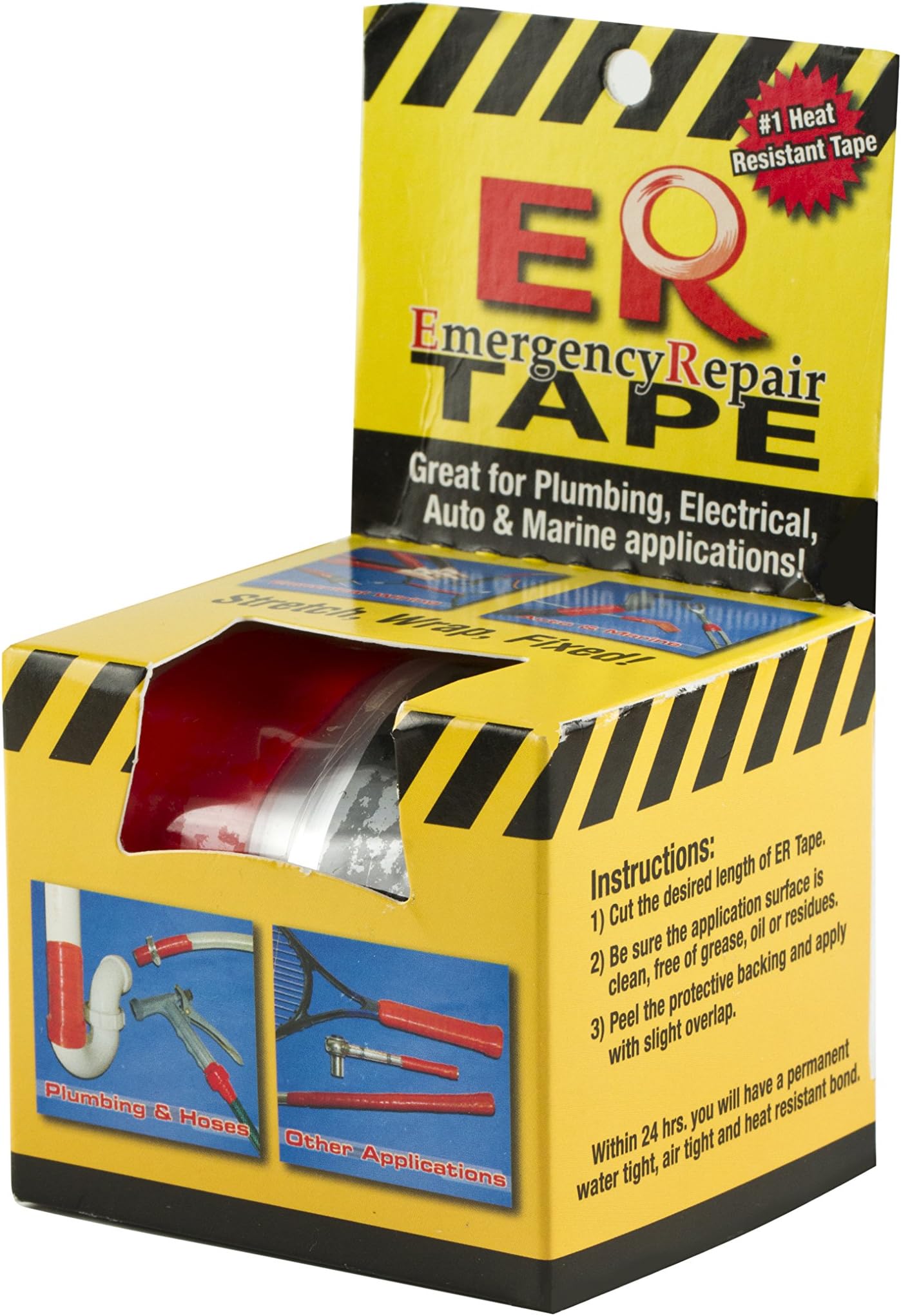 ER Tape: Self-Fusing Silicone Tape, DIY Wrap-It/Repair-It, 2PK Black/Red 1" x 12' x 0.020" (Pack of 2)(ER TAPE-2PK)