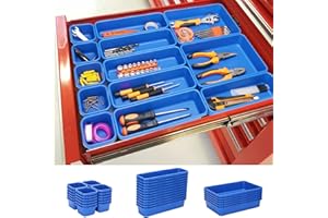 KeFanta 42 Pack Tool Box Organizer Tool Tray Dividers, Rolling Tool Chest Cart Cabinet Workbench Desk Drawer Organization and Storage for Hardware, Parts, Screws, Nuts, Small Tools Organization(Blue)