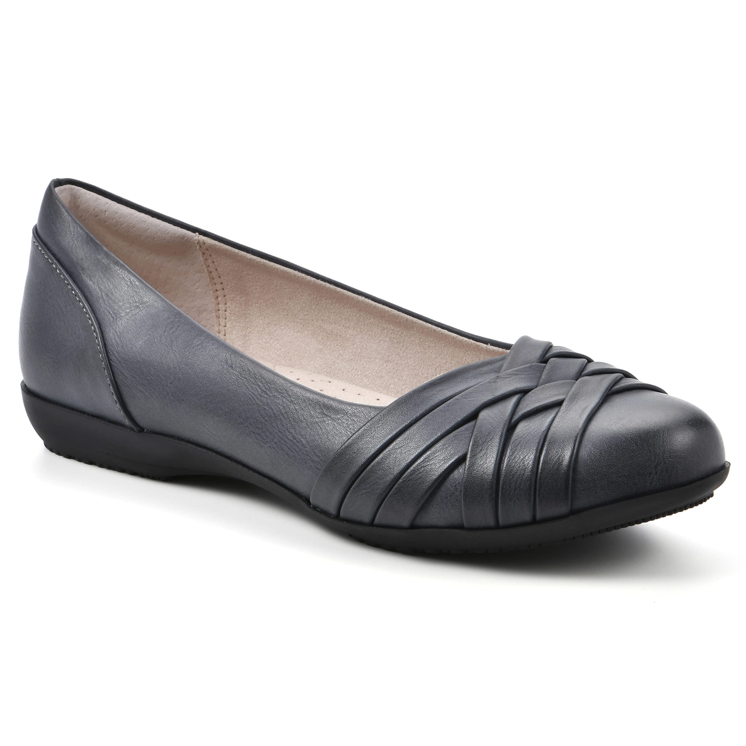 CLIFFS BY WHITE MOUNTAIN Women’s Shoes Chic Ballet Flat, Navy/Burnished/Smooth, 7 W
