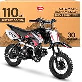 Coolster 110cc Dirt Bike - Black, Gas Powered Pit Bike, QG-213A | 4 Stroke Automatic Dirtbike, 30 MPH Max Speed, Electric Start, 10 Inch Off-Road Tires, Hand &amp; Foot Drum Brakes