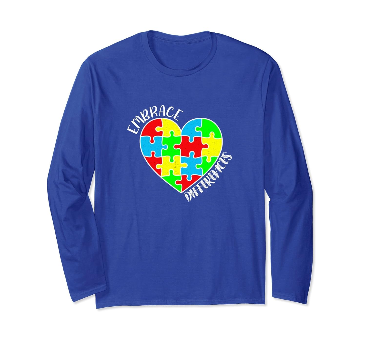 Autism Awareness Long Sleeve Shirt Embrace Differences Heart-anz