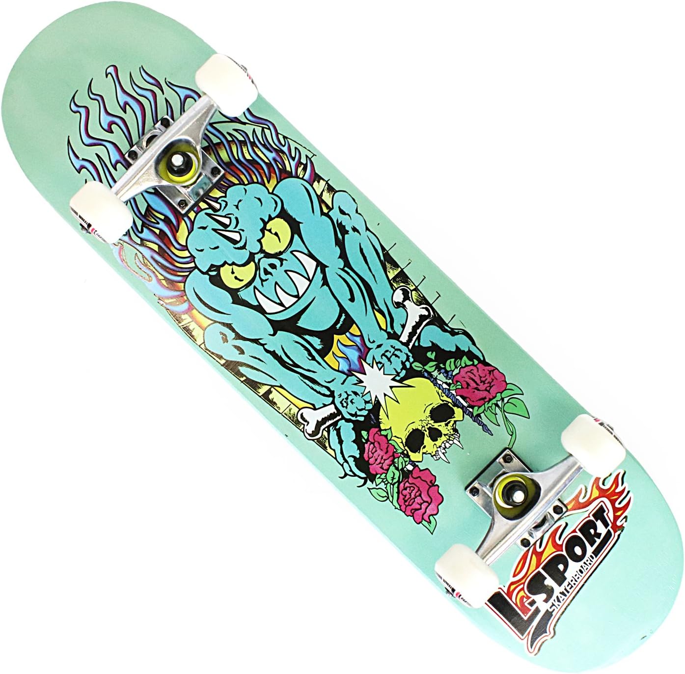 OneHype - Pro Complete Skateboard Designer Board, 31" x 8 inch Maple Wood Deck, Black Aluminum Trucks, ABEC 7 Bearings