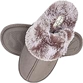 Jessica Simpson womens Comfy Faux Fur House Slipper Scuff Memory Foam Slip on Anti-skid SoleSlipper