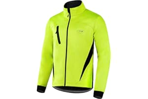 Lipport Cycling Bike Jacket for Men, Fleece Thermal Running Coat Windproof Breathable Mountain Biking Softshell Jacket