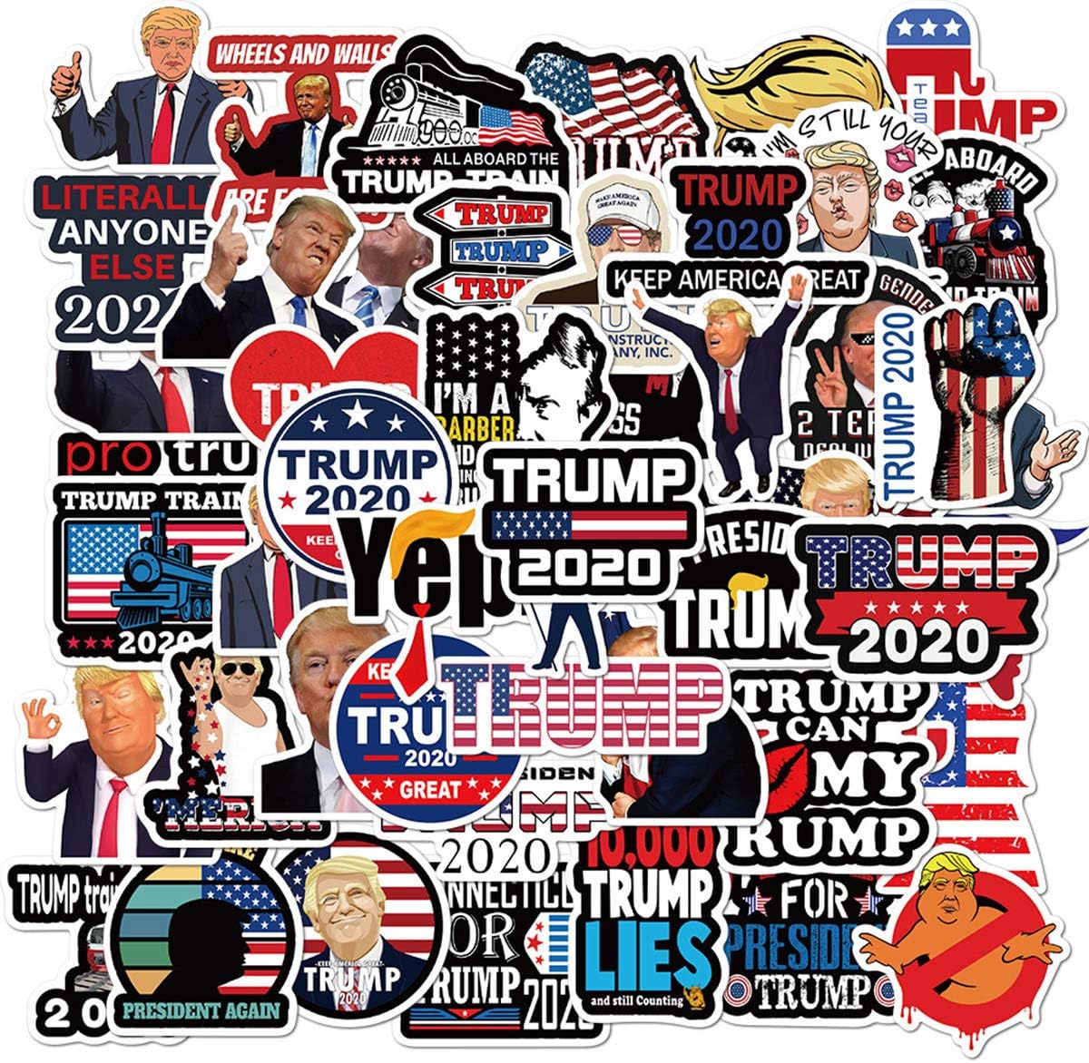 America President Trump Stickers for Adult Teen (50pcs Pack), Vinyl Decal for Laptop Skateboard Water Bottle Phone Bike Car Luggage Guitar Travel Case (Trump)