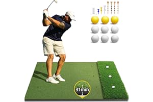 Bltend Dual Turf Golf Mat 31mm: 5x5ft/5x4ft Heavy-Duty Golf Hitting Mats Practice Outdoor/Indoor, Elite Dense Artificial Turf Matt Training Aid for Garage/Simulators/Driving Range/Backyard