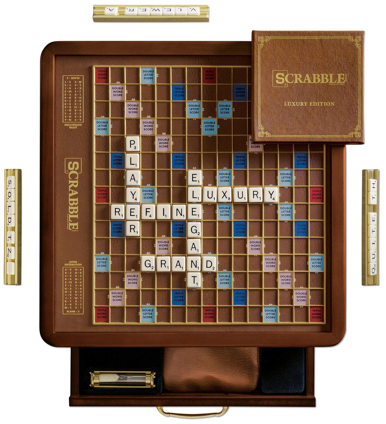 WS Game Company Scrabble Luxury Edition with Rotating Game Board