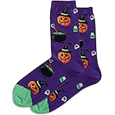 Hot Sox Women's Halloween Witch Pumpkin Socks 1 Pair, Purple, Women's 9-11 Shoe