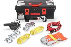 Warrior Winches Trojan Portable 12v Electric Winch 4,000lbs - ATV/UTV Winch with Synthetic Rope, Easy to Carry, No Installation – Ideal for Truck, Off-Roading, Utility Tasks, Trailer Winch