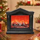 Fireplace Decor,Fake Fireplace Lamp with LED Flame Effect (Black) | Electric Fire Lamp,USB Battery Powered,Decorative Indoor and Outdoor,Christmas Decor (No Heater Function)