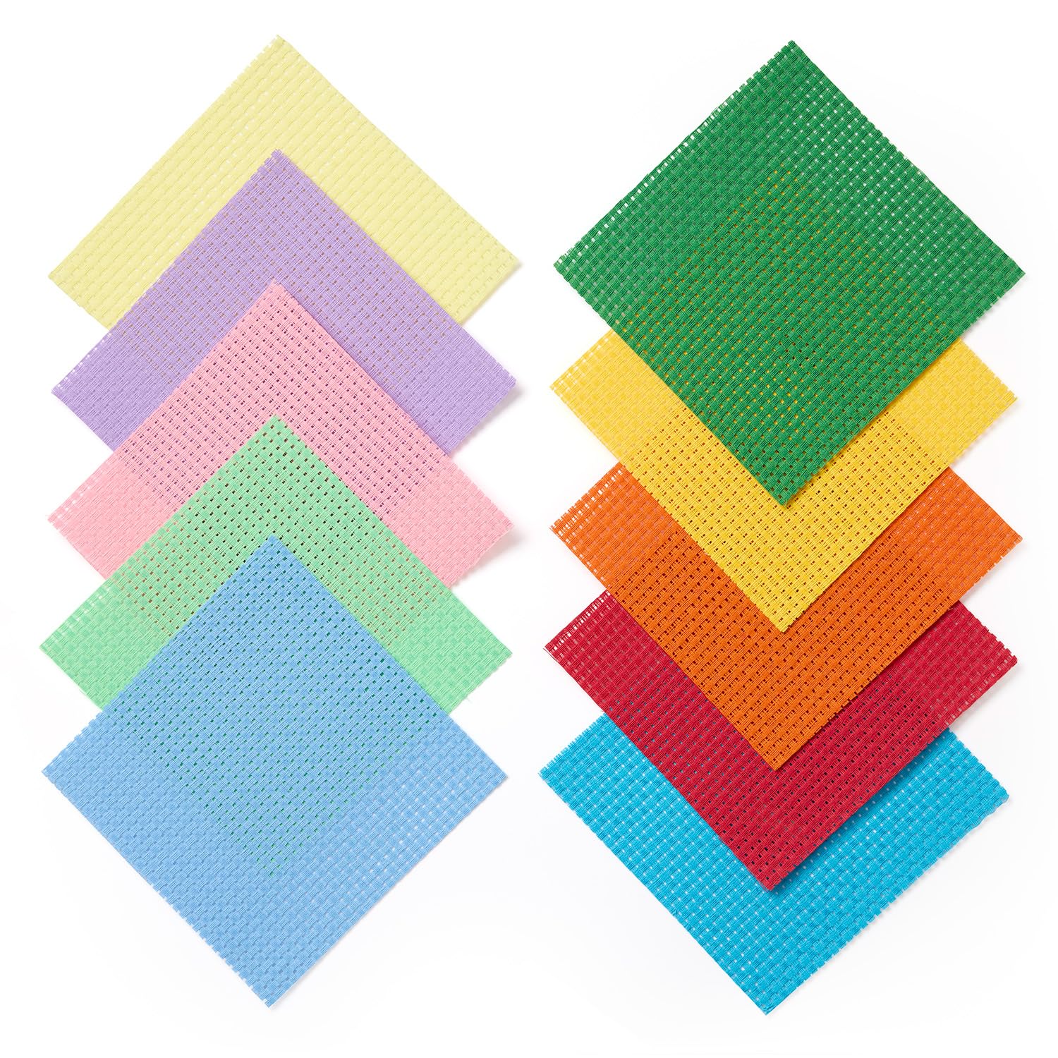 Springboard Cross Stitch Fabric Squares - 10-Pack of Binca Mesh for Sewing - 100% Cotton, 6-Count Embroidery Fabric Sheets for Kids - Cross Stitch Accessories - 15 x 15 cm Squares - Assorted Colours — image 1