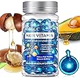 Hair Treatment Serum Hair Vitamin Capsules 60Pcs, with Vitamin A C E Pro B5, No Rinse with Argan Macadamia/Avocado Oil for Hair Repair, Smooth & Anti Frizzy (blue, 40)