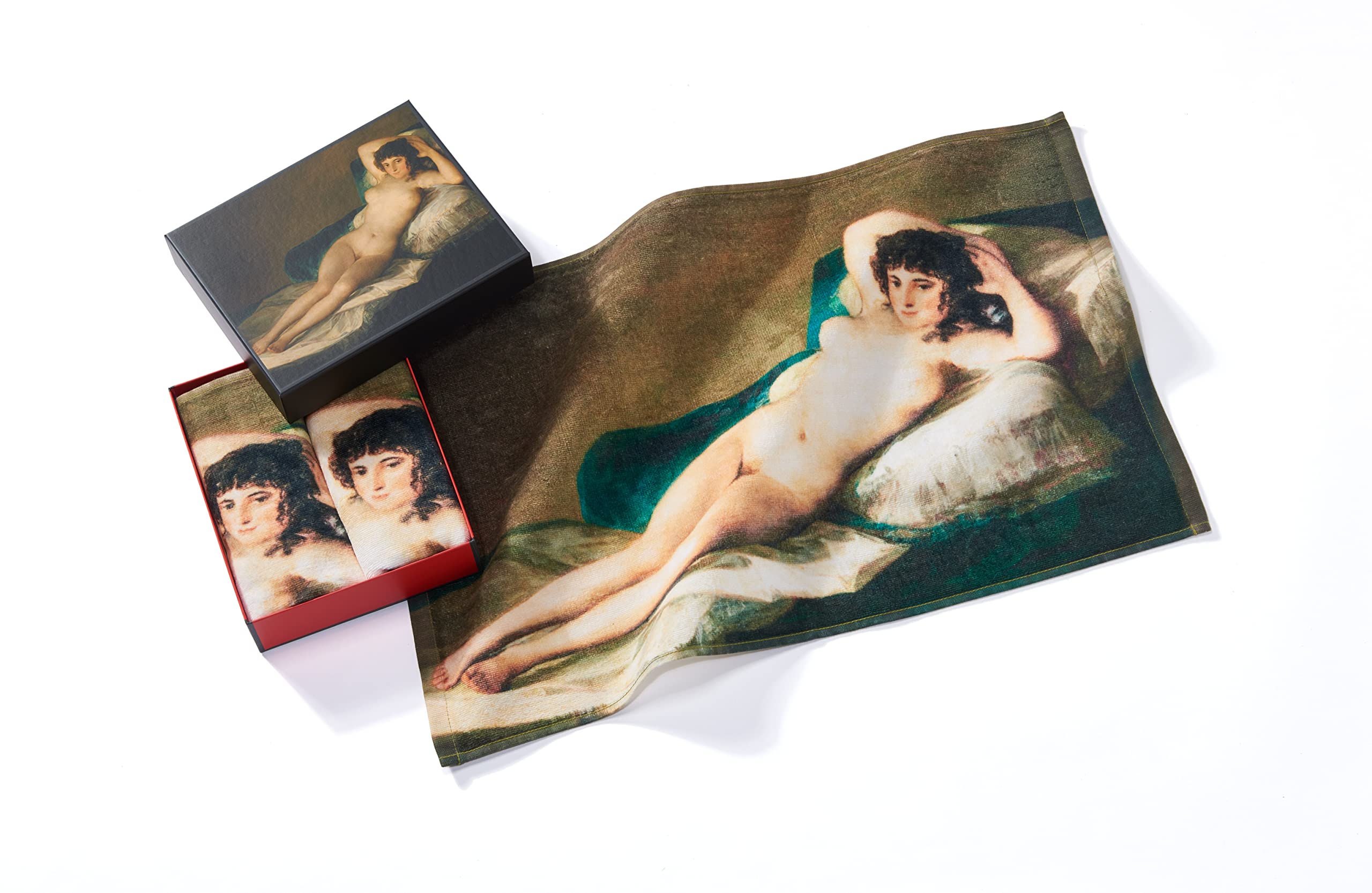 Musearta GT2-FG-MD-V433092 Guest Towels Set of 2 with La Maja Desnuda by Artist Francisco de Goya Cotton 40 x 60 cm