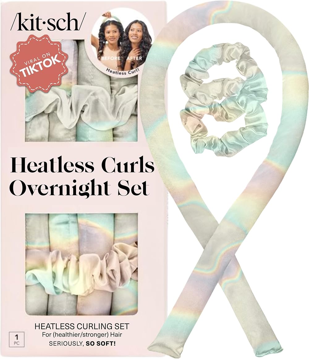 Kitsch Heatless Curling Set Satin Heatless Curlers Overnight Curls Aura