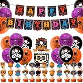 Remember Me Coco Party Birthday Party Decorations Set,Banner, Balloons,Cake Topper, Day of the Dead Theme Boys Girls Party Supplies
