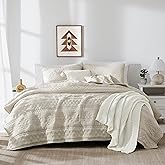 WDCOZY Beige Boho Quilt King Size Bedding Set with 2 Pillow Shams, Farmhouse Lightweight Soft Bedspread Coverlet for All Season, 3 Pieces, 104x90 inches