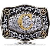Absbolo Western Belt Buckle Initial Letters ABCDJMR to Z Large Gold Cowboy Belt Buckle Cowboy Belt Buckles for Men Women