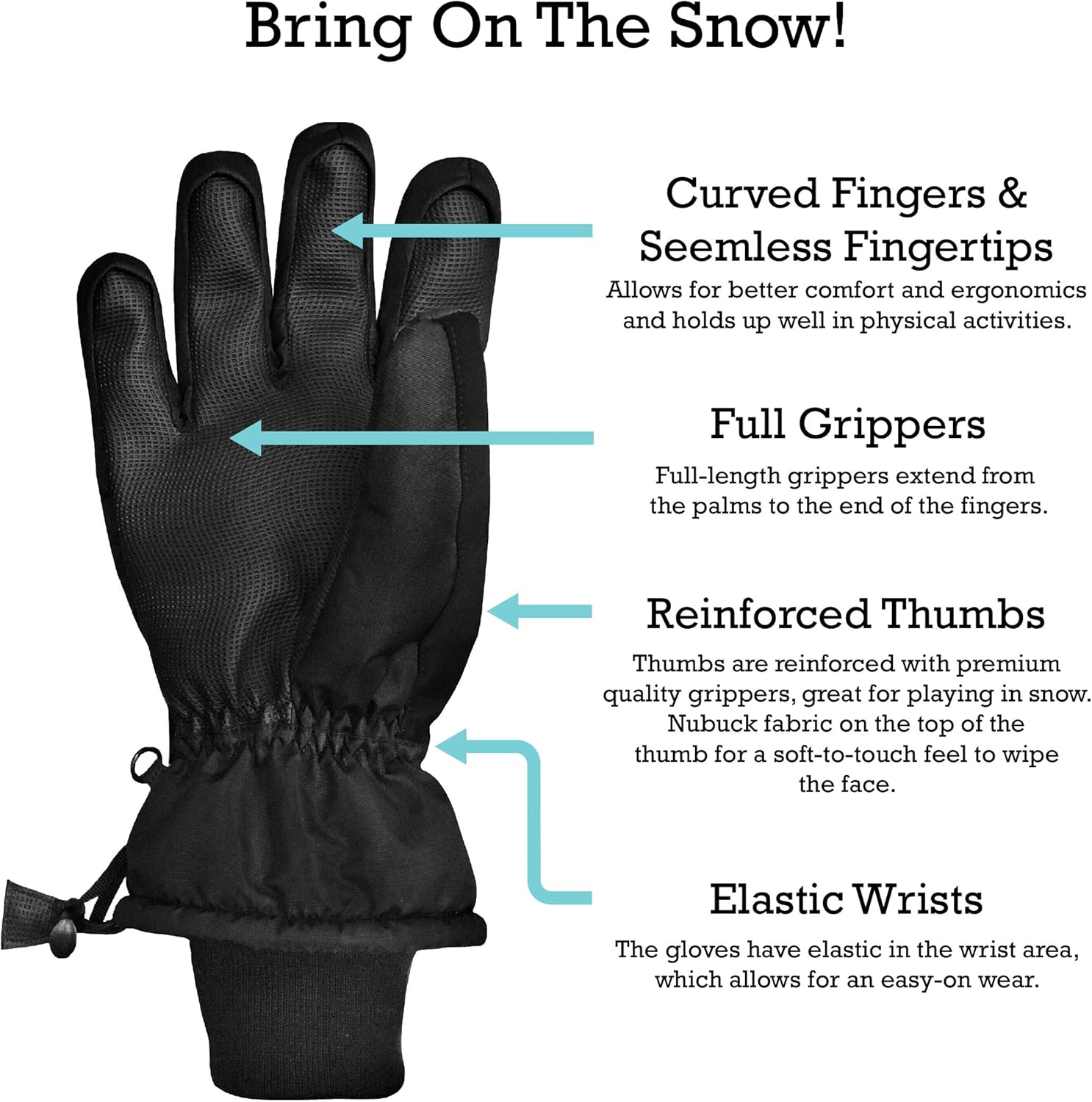 N'Ice Caps Kids Extreme Cold Weather 100 Gram Thinsulate Waterproof Ski Gloves: Clothing