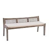 Powell Kasi Brown Low Back Cane Bench with Beige