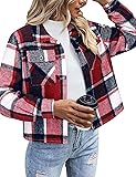 Zeagoo Plaid Shirts for Women Cropped Flannel