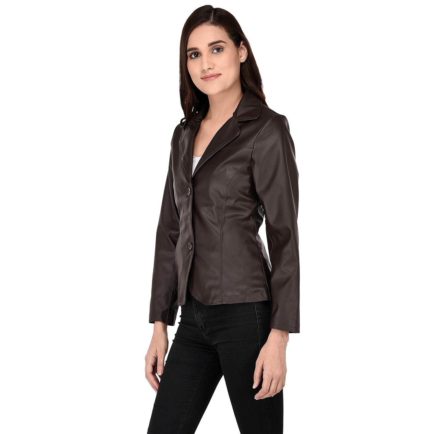 peppyhub women's chocolate brown blazer, full sleeve, western wear, sizes s-xl