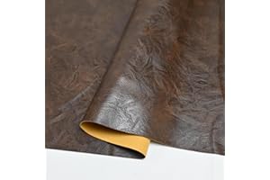 50cm x 140cm Soft Leather Fabric - Faux Leather Fabric -1mm Thick For Upholstery - DIY Crafts - Dark Brown Crazy Horse Distre