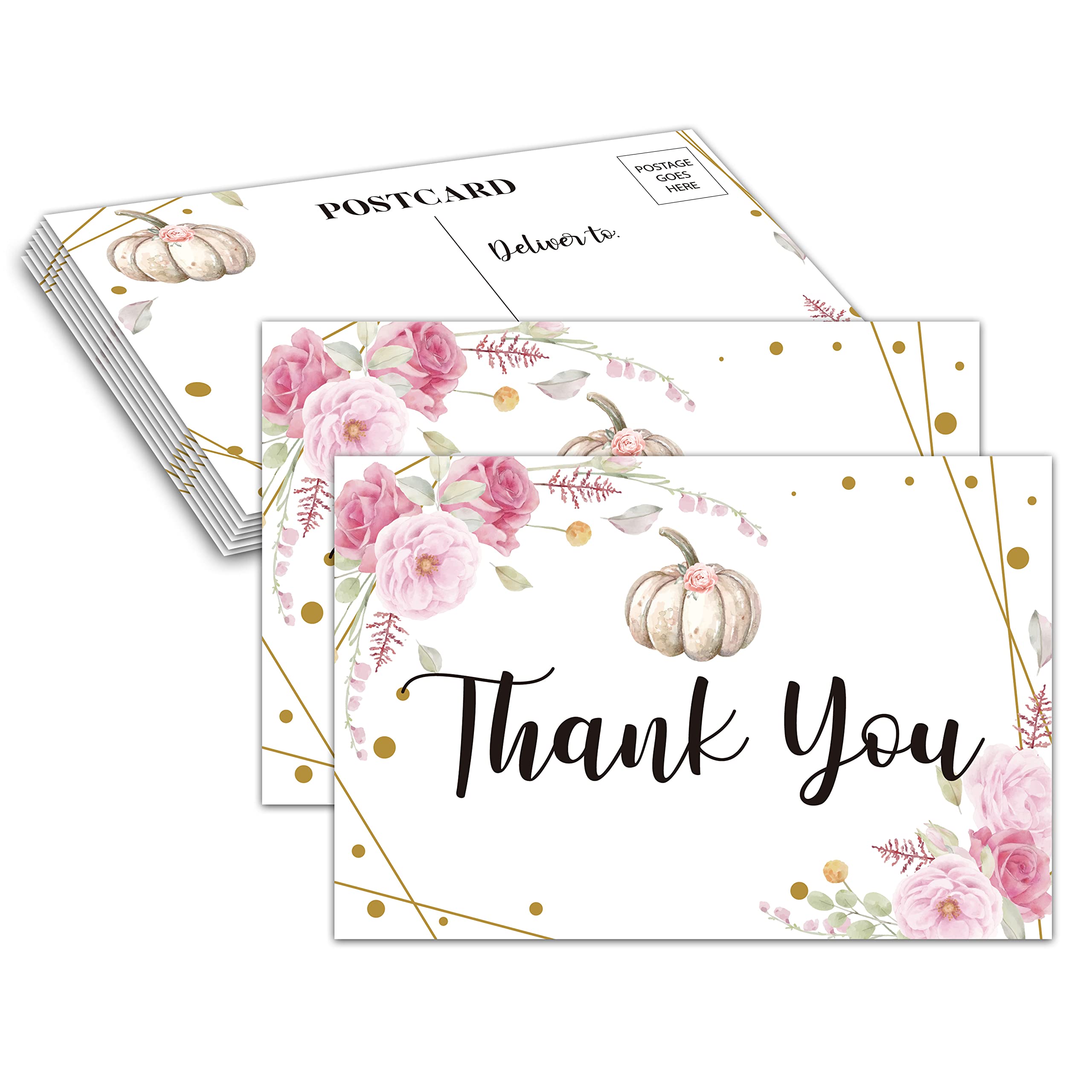 Photo 1 of *2 pack* Fall Thanksgiving Thank You Post Cards, Blush Pink Boho Floral Baby Shower Thank You Card, Little Pumpkin Baby Shower Decorations For Boys Girls,Gender Reveal Party Favors Supplies,02(25 Pack)