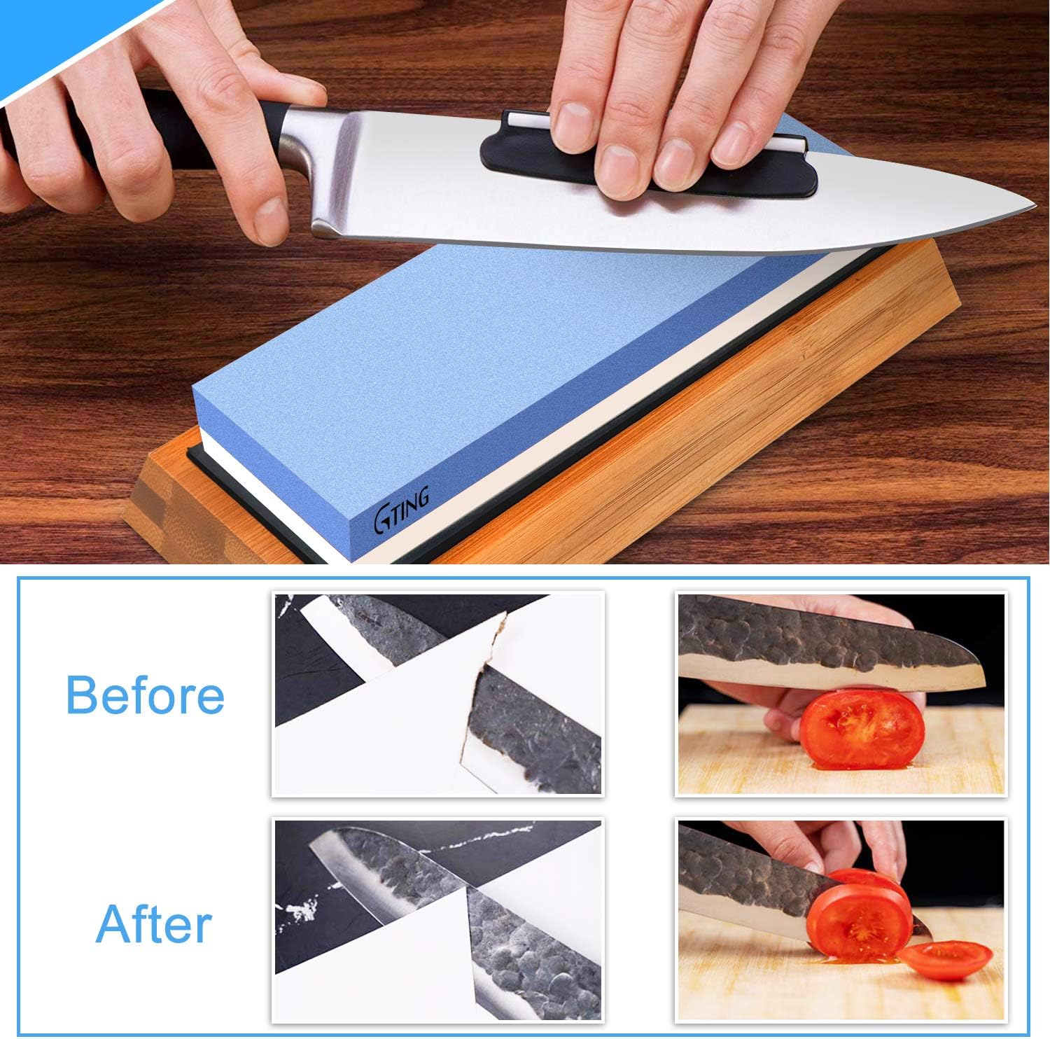 Whetstone Knife Sharpening Stone Set, G-TING 140/320, 1000/6000 Grit Whetstone Sharpener, Dual Grit Multi-Purpose Sharpener, Polishing Tool Sharpener Hatchet Large Sharpening Stone Kit - - 